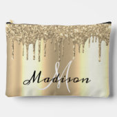 Monogram Roos Gouden Glitter Look Drips Girly Etui (Voorkant)