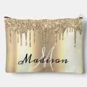 Monogram Roos Gouden Glitter Look Drips Girly Etui (Achterkant)
