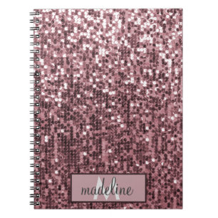 Monogram Roos Gouden Glitter Sequin Sparkly Notiti Notitieboek