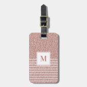 Monogram Roos Gouden Glitter Strepen Girly Bagagelabel (Voorkant verticaal)