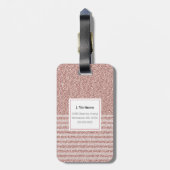 Monogram Roos Gouden Glitter Strepen Girly Bagagelabel (Achterkant verticaal)