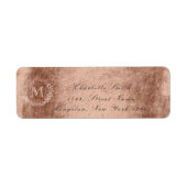 Monogram Roos Gouden Koperkrans Royal RSVP Etiket (Voorkant)