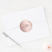 Monogram roos gouden paar voor bruiloft ronde sticker (Envelop)