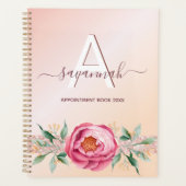 Monogram roos gouden roze glitter afspraken planner (Voorkant)