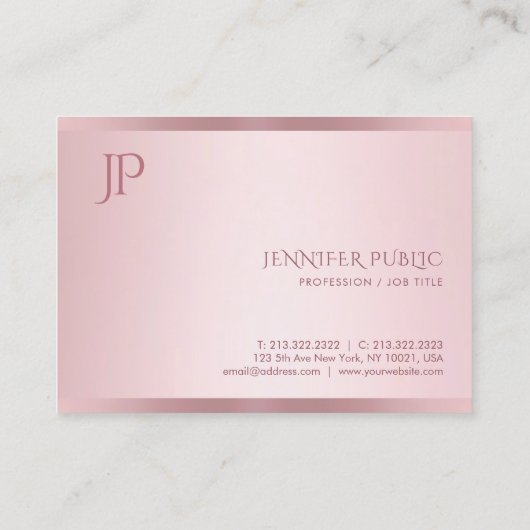 Monogram Roos Gouden Sjabloon Modern Minimalist Visitekaartje (Achterkant)