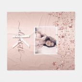 Monogram roos gouden sterren fleece deken (Voorkant (Horizontaal))