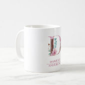 Monogram Roos Gouden Waterverf Bloem Letter D Koffiemok (Voorkant links)