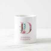 Monogram Roos Gouden Waterverf Bloem Letter D Koffiemok (Center)