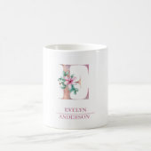 Monogram Roos Gouden Waterverf Bloemletter E Koffiemok (Center)