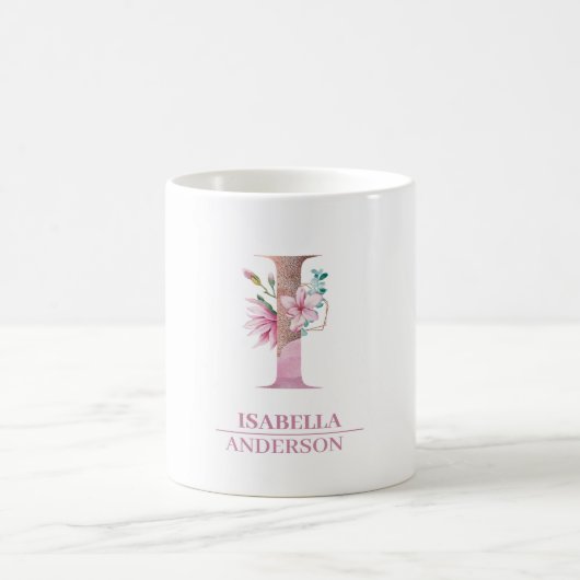 Monogram Roos Gouden Waterverf Bloemletter I Koffiemok (Center)