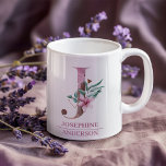 Monogram Roos Gouden Waterverf Bloemletter J Koffiemok<br><div class="desc">Monogram Roos Gouden Waterverf Bloemletter J</div>