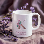 Monogram Roos Gouden Waterverf Bloemletter K Koffiemok<br><div class="desc">Monogram Roos Gouden Waterverf Bloemletter K</div>