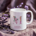 Monogram Roos Gouden Waterverf Bloemletter M Koffiemok<br><div class="desc">Monogram Roos Gouden Waterverf Bloemletter M</div>