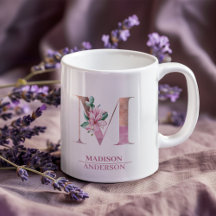 Monogram Roos Gouden Waterverf Bloemletter M