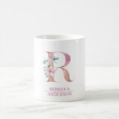 Monogram Roos Gouden Waterverf Bloemletter R Koffiemok (Center)