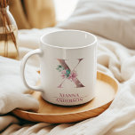 Monogram Roos Gouden Waterverf Bloemletter X Koffiemok<br><div class="desc">Monogram Roos Gouden Waterverf Bloemletter X</div>
