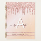 Monogram roos goudroze glitter planner (Voorkant)