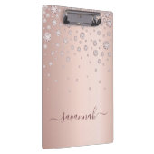 Monogram roos goudroze moderne manuscriptdiamanten klembord (Rechts)