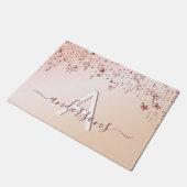 Monogram roos goudroze sterren moderne elegant deurmat (Schuin)