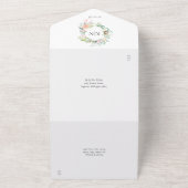 Monogram Roos Greenery Floral Wedding All In One Uitnodiging (Buitenkant)