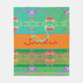 Monogram Roos Hart Abriot blauwgroen en Moss Fleece Deken (Voorkant)