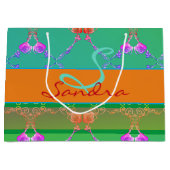 Monogram Roos Hart Abriot blauwgroen en Moss Groot Cadeauzakje (Voorkant)