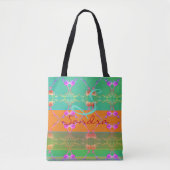 Monogram Roos Hart Abriot blauwgroen en Moss Tote Bag (Voorkant)