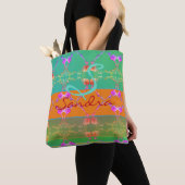 Monogram Roos Hart Abriot blauwgroen en Moss Tote Bag (Dichtbij)