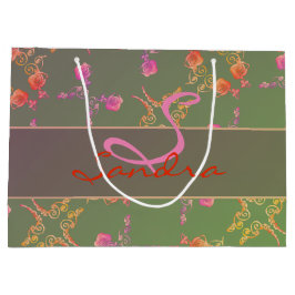 Monogram Roos Heart en Paarse Moss Groot Cadeauzakje