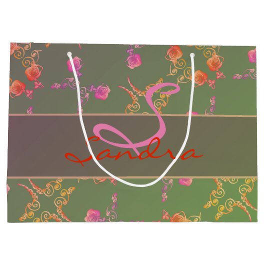 Monogram Roos Heart en Paarse Moss Groot Cadeauzakje (Achterkant)