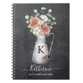 Monogram Roos katoen Eucalyptus kruik zwart Recept Notitieboek (Voorkant)