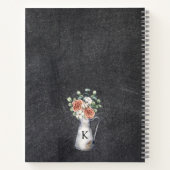 Monogram Roos Katoen Eucalyptus Zwart Receptenboek Notitieboek (Achterkant)