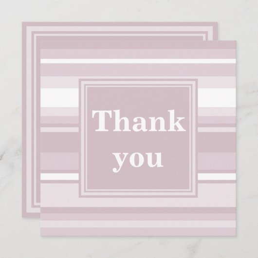 Monogram roos kwartsstrepen bedankkaart (Voorkant / Achterkant)