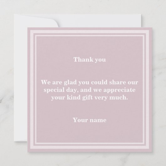 Monogram roos kwartsstrepen bedankkaart (Achterkant)