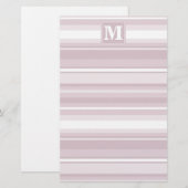 Monogram roos kwartsstrepen briefpapier (Voorkant / Achterkant)