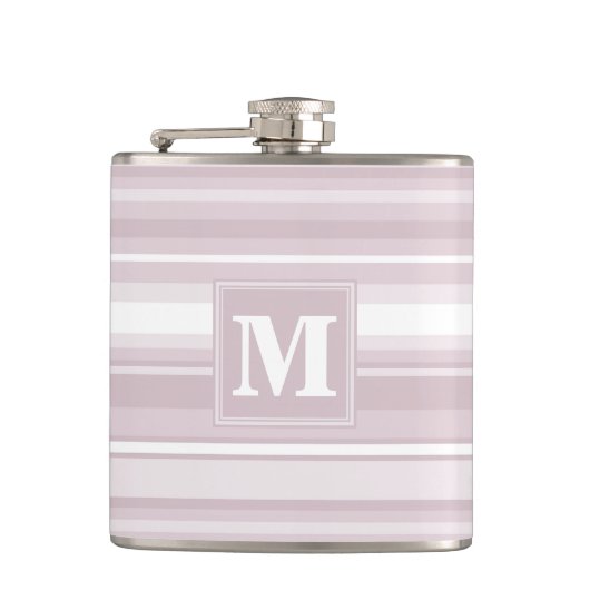 Monogram roos kwartsstrepen heupfles (Voorkant)