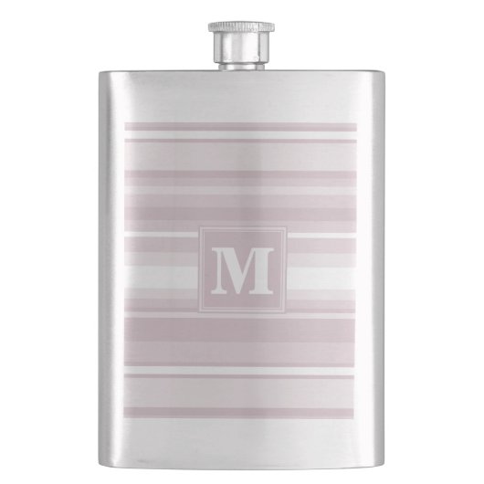Monogram roos kwartsstrepen heupfles (Voorkant)