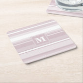 Monogram roos kwartsstrepen kartonnen onderzetters (Schuin)