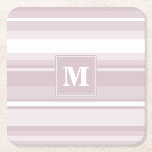 Monogram roos kwartsstrepen kartonnen onderzetters (Voorkant)