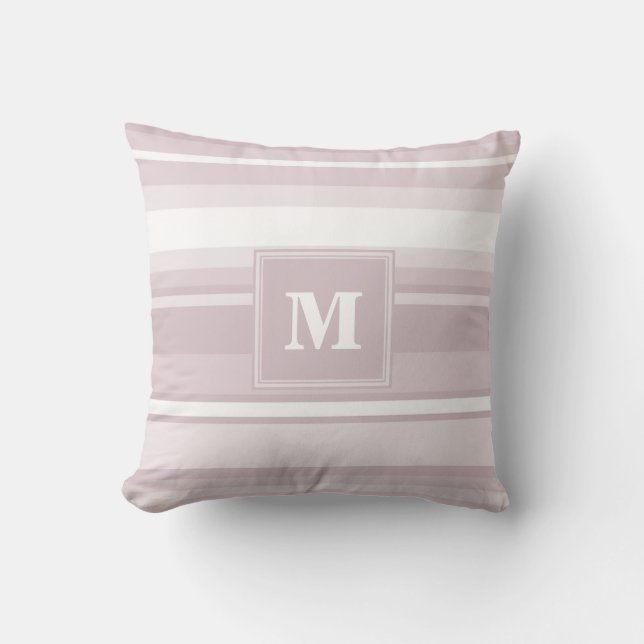 Monogram roos kwartsstrepen kussen (Voorkant)