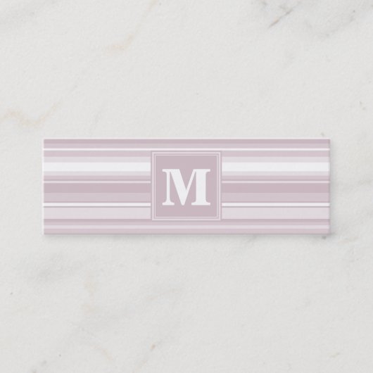 Monogram roos kwartsstrepen mini visitekaartje (Voorkant)