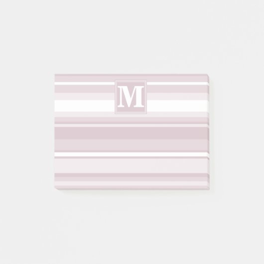 Monogram roos kwartsstrepen post-it® notes (Voorkant)