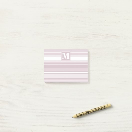 Monogram roos kwartsstrepen post-it® notes (Op bureau)