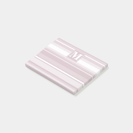 Monogram roos kwartsstrepen post-it® notes (Schuin)