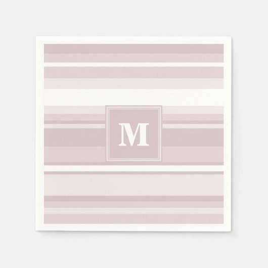 Monogram roos kwartsstrepen servetten (Voorkant)
