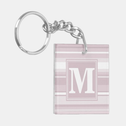 Monogram roos kwartsstrepen sleutelhanger (Voorkant Links)