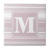 Monogram roos kwartsstrepen tegeltje (Voorkant)