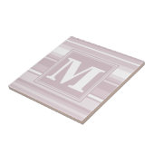 Monogram roos kwartsstrepen tegeltje (Zijkant)
