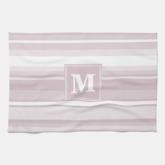 Monogram roos kwartsstrepen theedoek (Horizontaal)