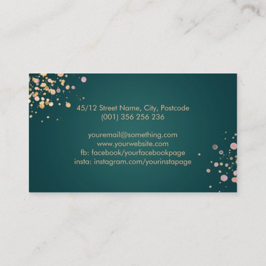 Monogram - roos marmer en goudspaar visitekaartje (Achterkant)